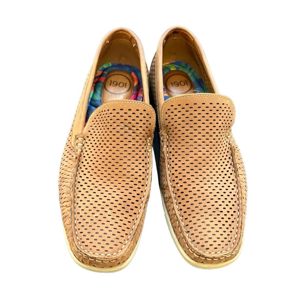 1901 Loafers Tan Perforated Leather Driving Shoes 9.5 M